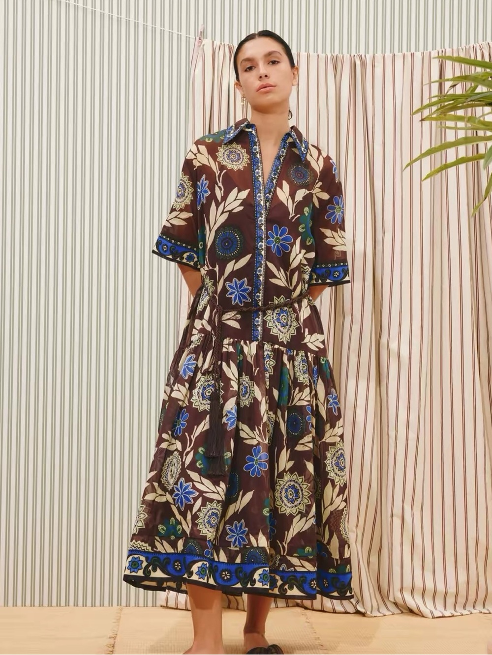 ALEMAIS Jasper Printed Shirtdress Brown Bohemian Floral Brown, US2 4 8 10